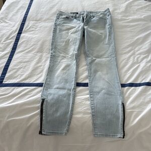 J.Crew Blue and White Striped Toothpick Jeans